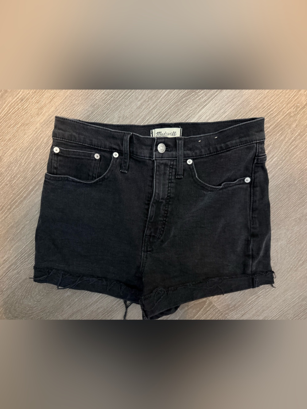 Madewell Black Denim Cutoff Shorts with Frayed Hem